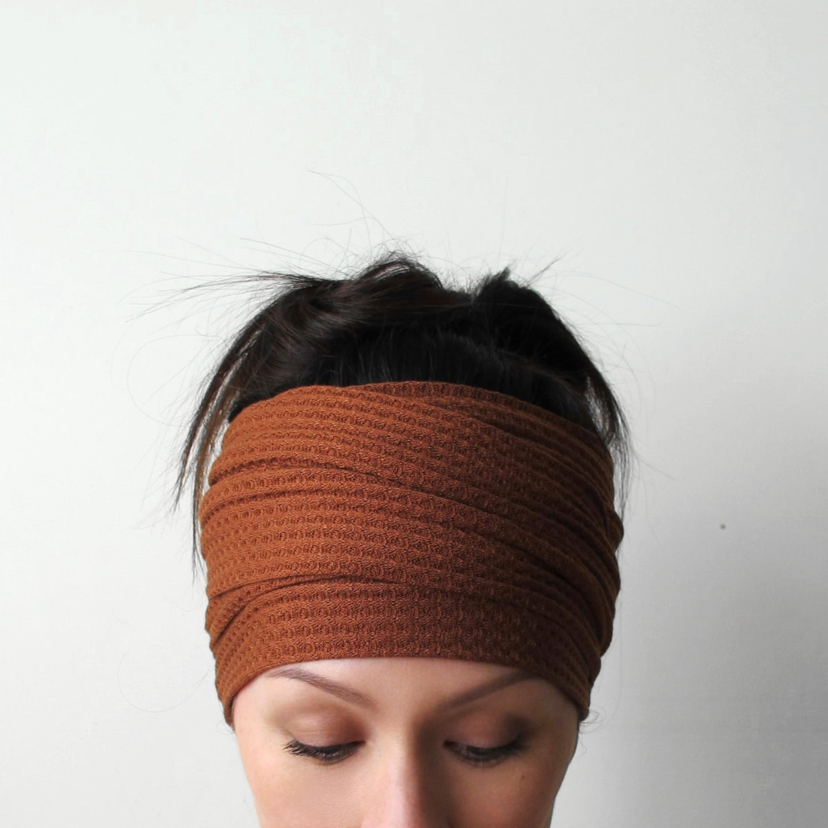 dark burnt orange waffle knit ecoshag head wrap