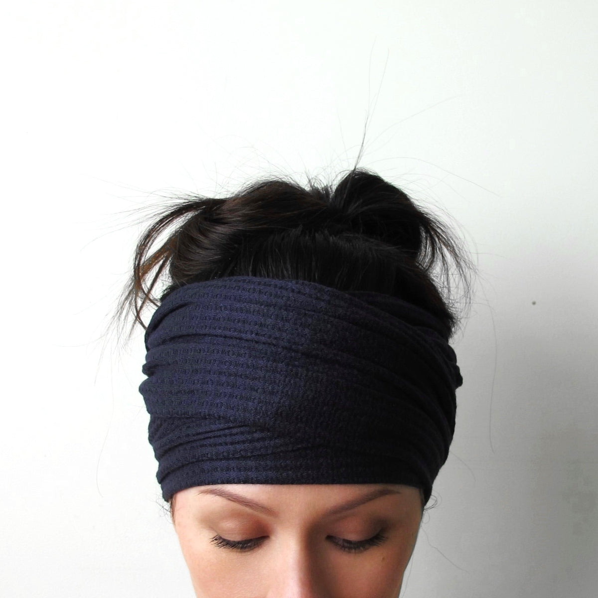 midnight blue waffle knit head wrap