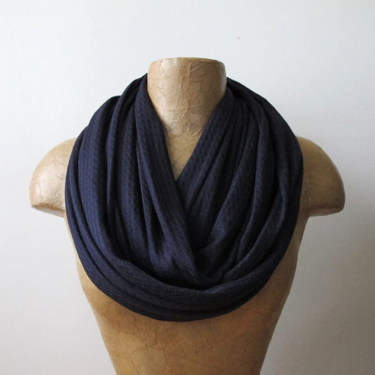 midnight blue waffle knit infinity scarf