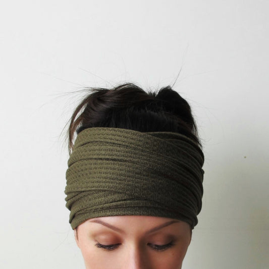 olive green waffle knit infinity scarf ecoshag