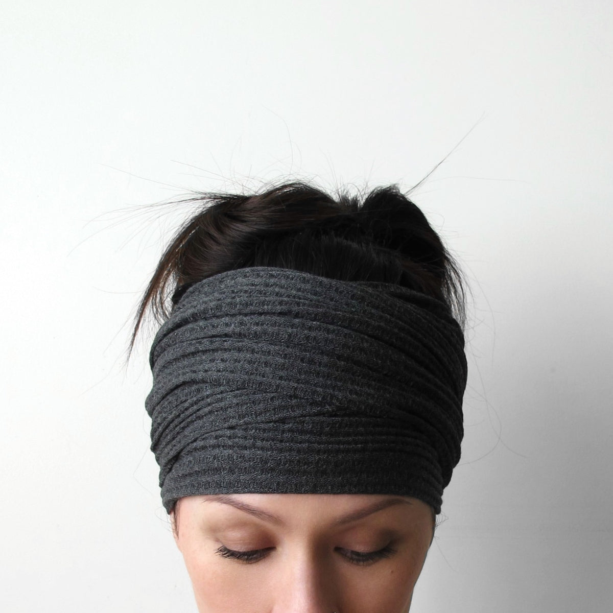 soot gray waffle knot ecoshag head wrap