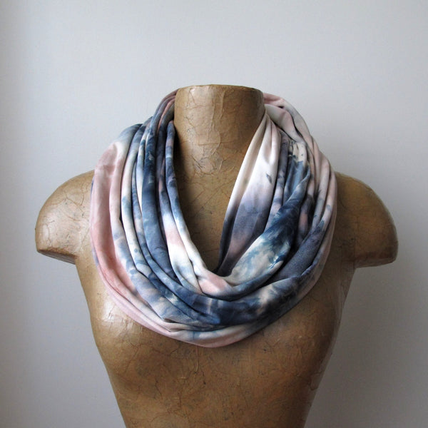 Grey infinity scarf, grey tie dye scarf,Spaghetti scarf, ring scarf, c -  Colour Cocoon